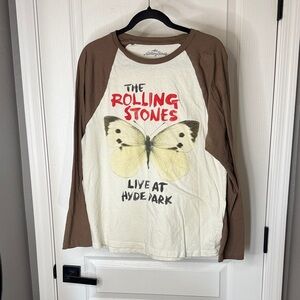The Rolling Stones White and Brown Long Sleeve Tee